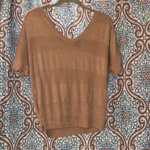 Shimmery gold short sleeve sweater